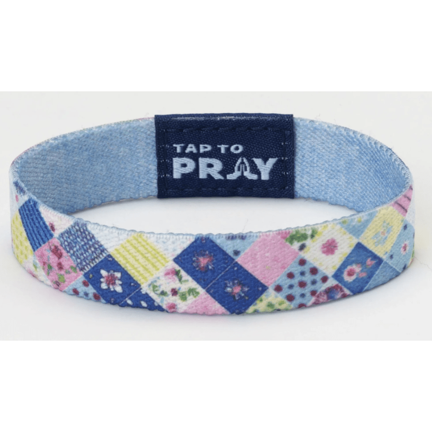 Tap to Pray Wristband - Patchwork - Love Like Jesus - White Farmhouse Flowers
