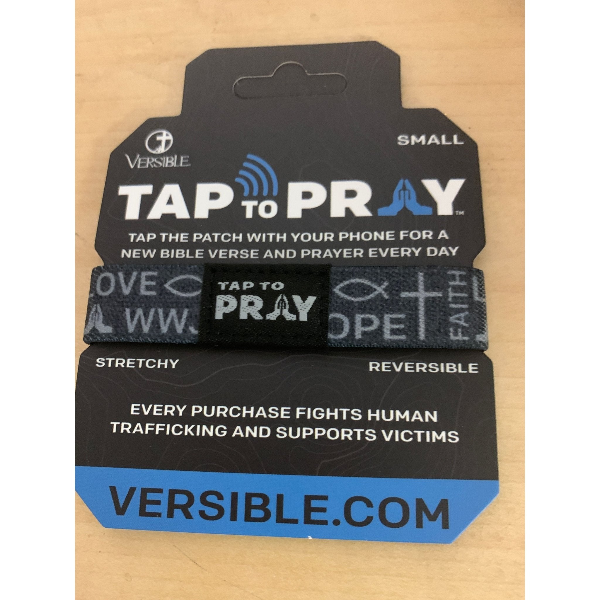 Tap to Pray Wristband - Symbols of Faith - Grey - White Farmhouse Flowers