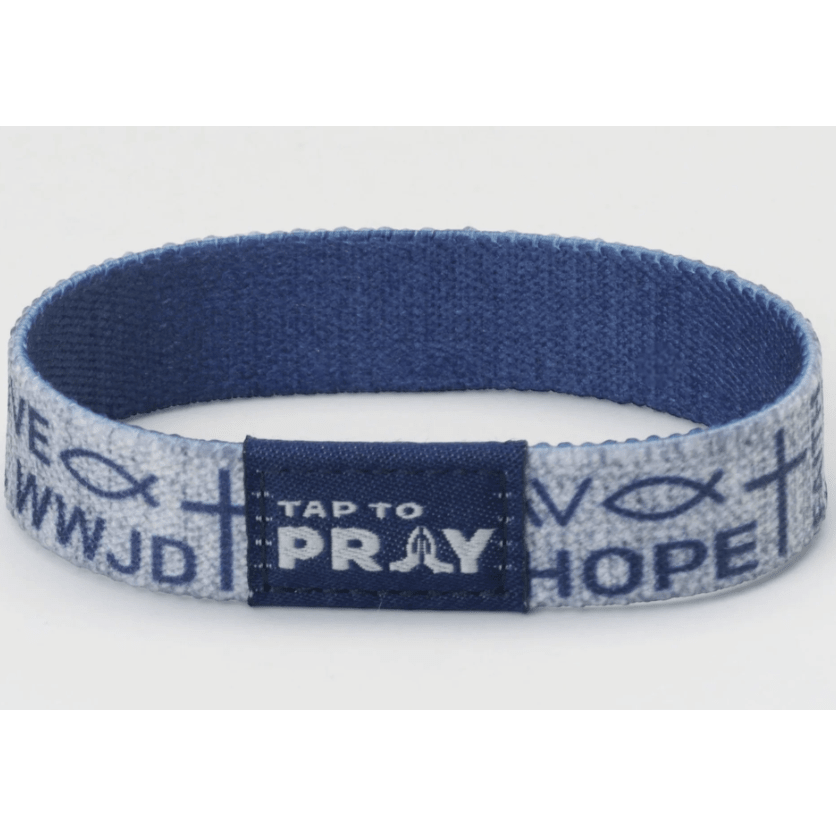 Tap to Pray Wristband - Symbols of Faith - Navy - White Farmhouse Flowers