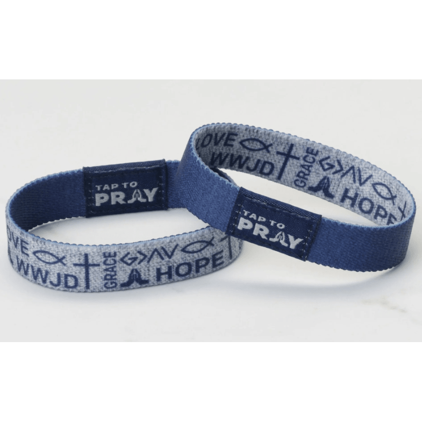 Tap to Pray Wristband - Symbols of Faith - Navy - White Farmhouse Flowers