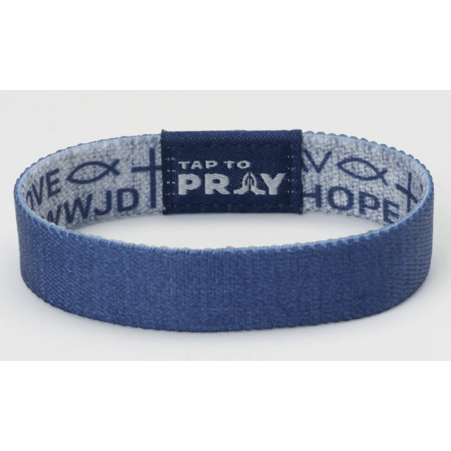 Tap to Pray Wristband - Symbols of Faith - Navy - White Farmhouse Flowers