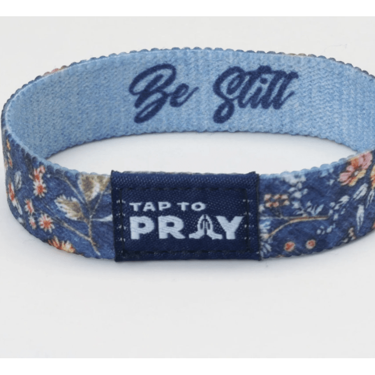 Tap to Pray Wristband - Wildflower - Be Still - White Farmhouse Flowers