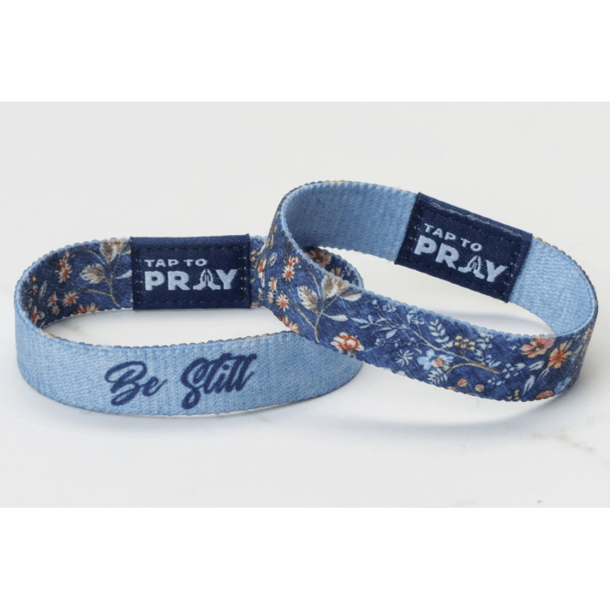 Tap to Pray Wristband - Wildflower - Be Still - White Farmhouse Flowers