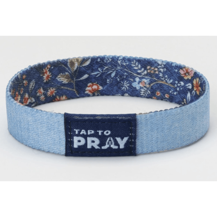 Tap to Pray Wristband - Wildflower - Be Still - White Farmhouse Flowers