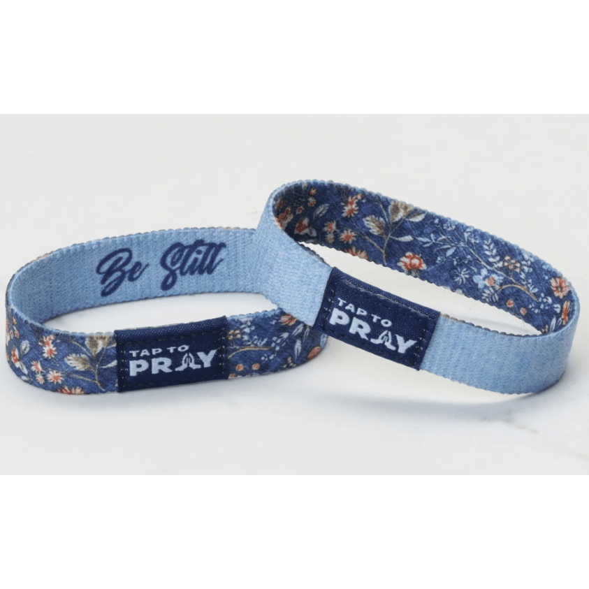 Tap to Pray Wristband - Wildflower - Be Still - White Farmhouse Flowers
