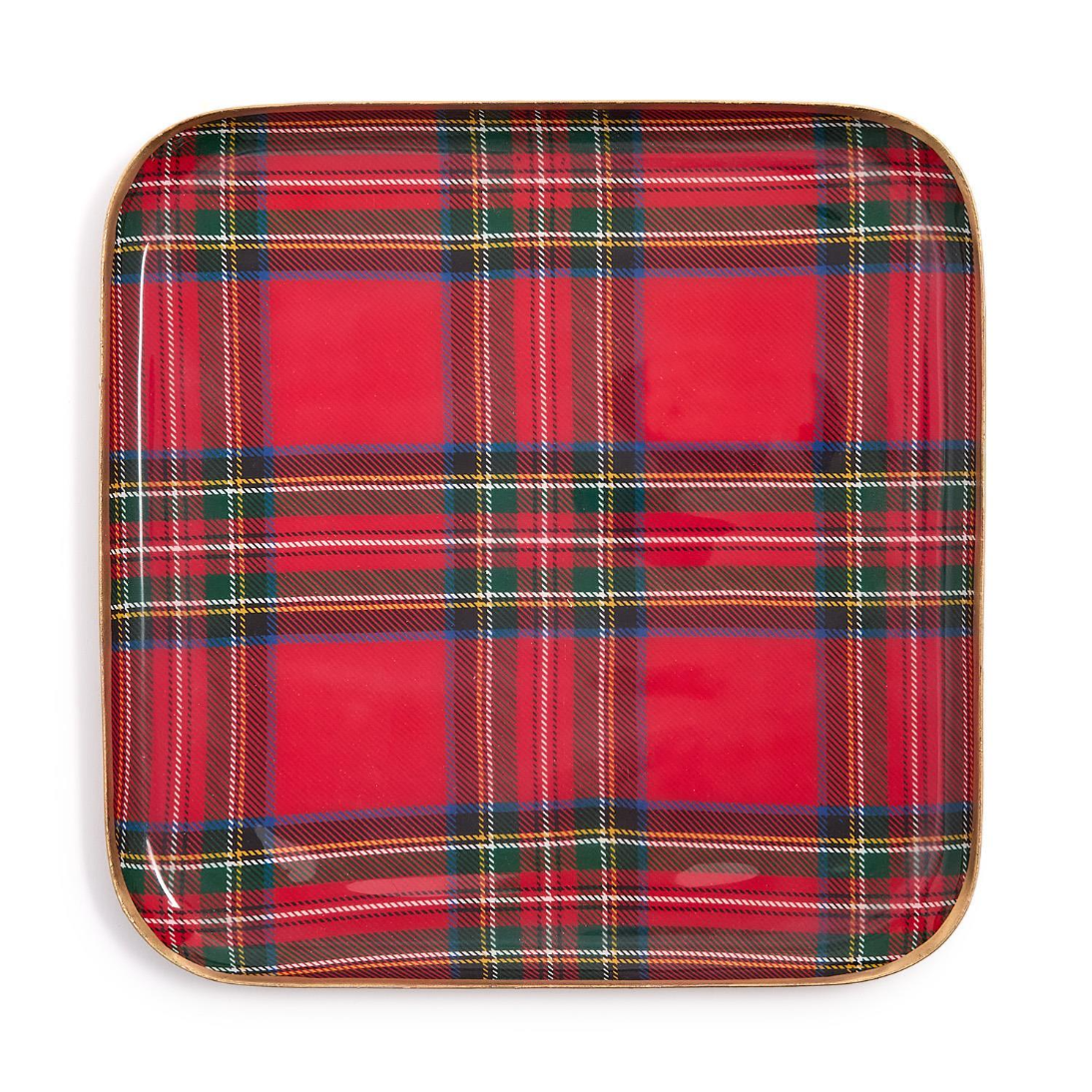 Tartan Decorative Metal Trays - White Farmhouse Flowers