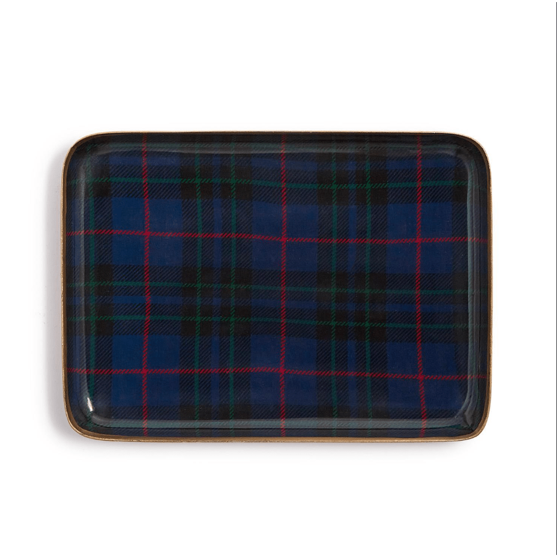 Tartan Decorative Metal Trays - White Farmhouse Flowers