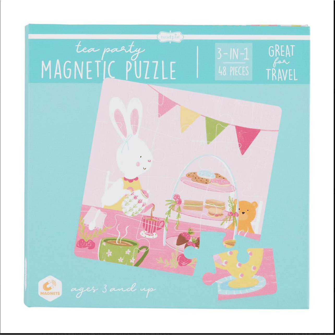Tea Party Magnetic Puzzle Book - White Farmhouse Flowers