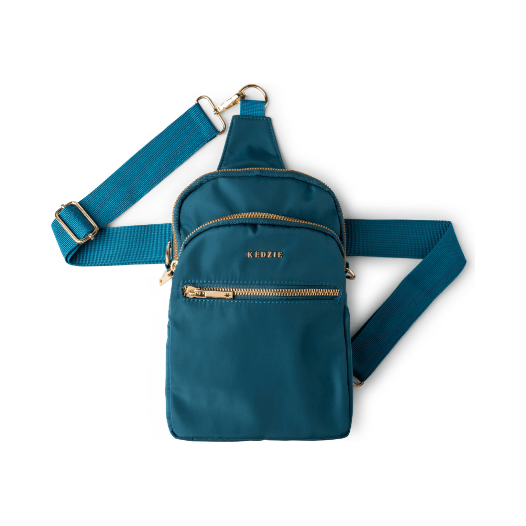 Teal Kedzie Roundtrip Convertible Sling Bag - White Farmhouse Flowers