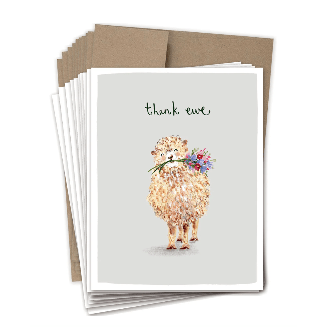 Thank Ewe Notecard Set - White Farmhouse Flowers