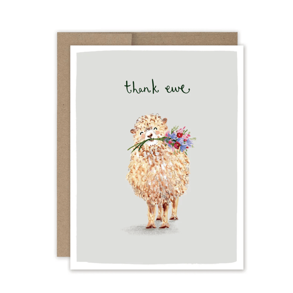 Thank Ewe Notecard Set - White Farmhouse Flowers