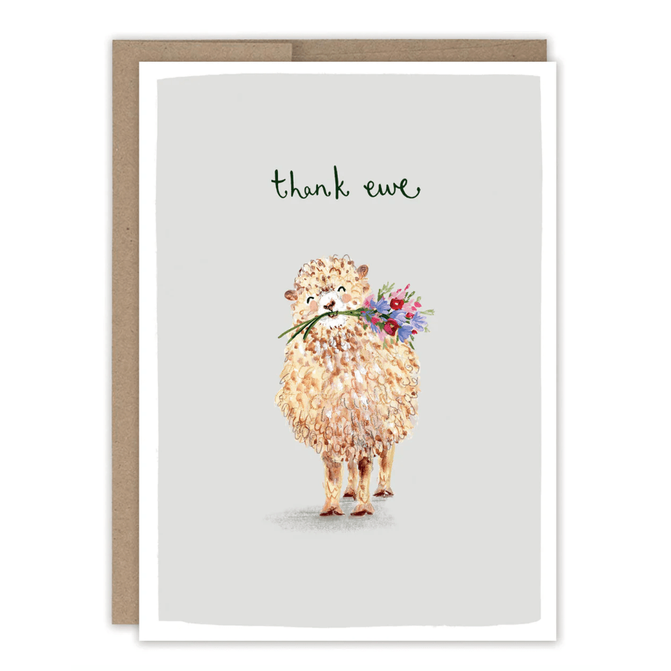 Thank Ewe Thank You Card LM024 - White Farmhouse Flowers
