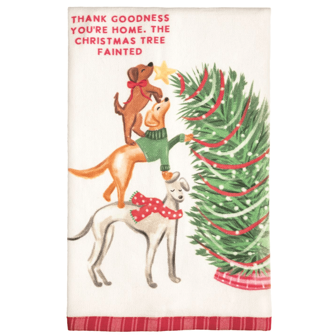 Thank Goodness You're Home Ric Rac Towel - White Farmhouse Flowers