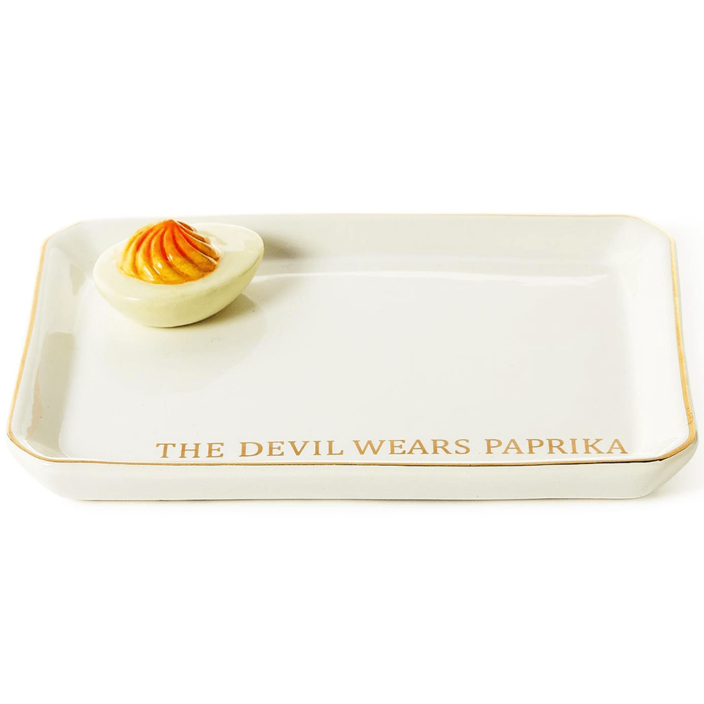 The devil Wears Paprika Trinket / Desk Tray - White Farmhouse Flowers