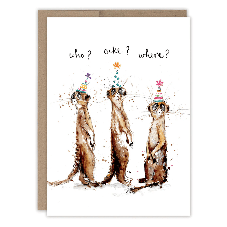 Three Meerkats Birthday Card LM031 - White Farmhouse Flowers