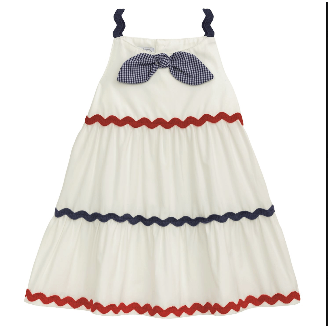 Tiered Ric - Rac Dress - White Farmhouse Flowers