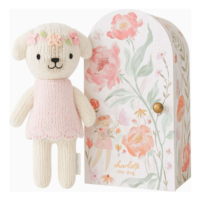 Tiny Charlotte the Dog - White Farmhouse Flowers