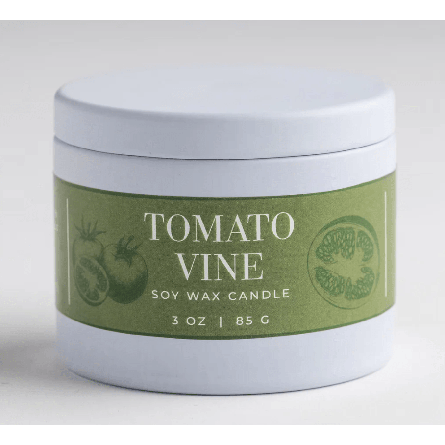 Tomato Vine Mini Tin Soy Candle - White Farmhouse Flowers