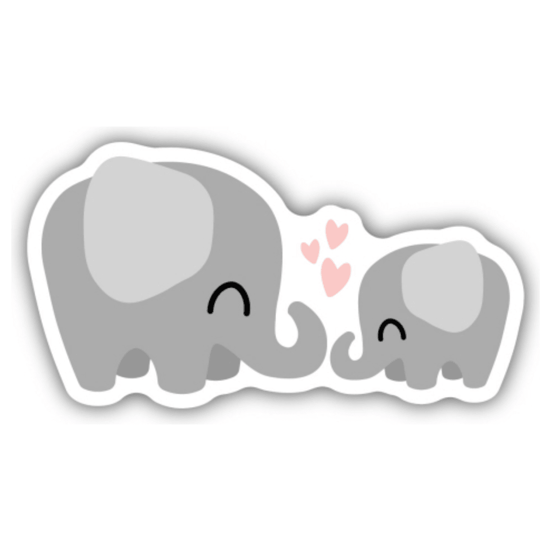 Two Elephants Sticker - White Farmhouse Flowers