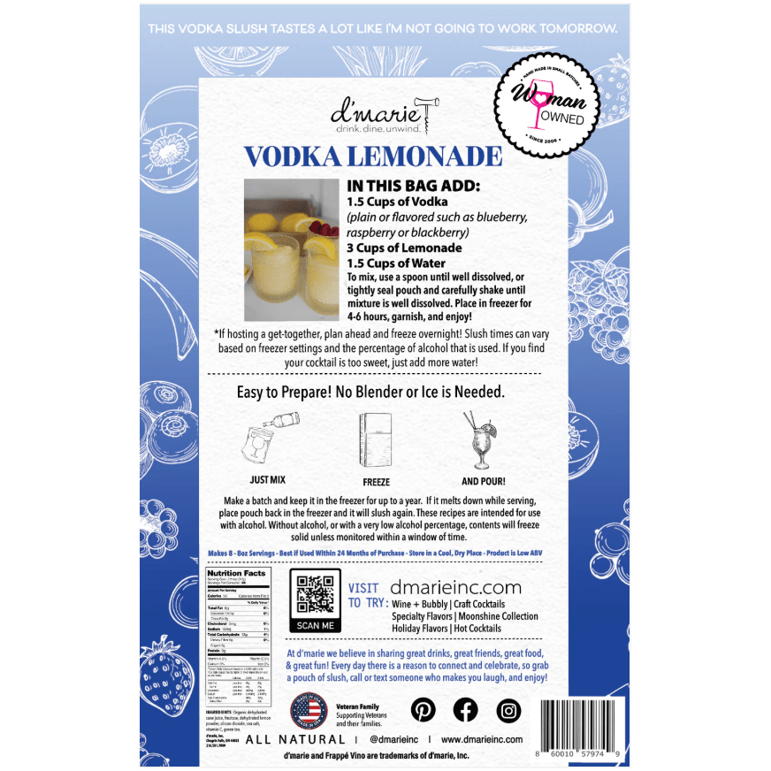 Vodka Lemonade Craft Cocktail Slush Mix - White Farmhouse Flowers
