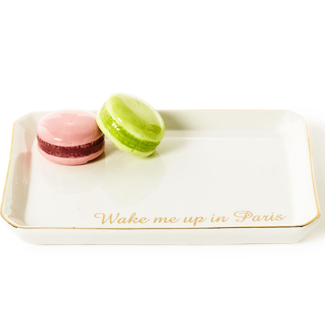 Wake Me Up In Paris Trinket / Desk Tray - White Farmhouse Flowers
