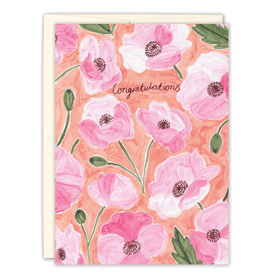 Watercolor Floral Congrats Card HC004 - White Farmhouse Flowers