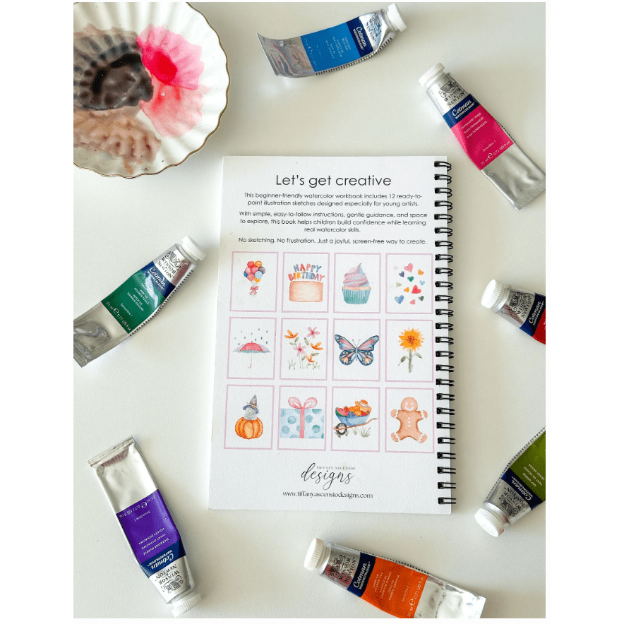 Watercolor for Kids - DIY Workbook for Beginners - White Farmhouse Flowers