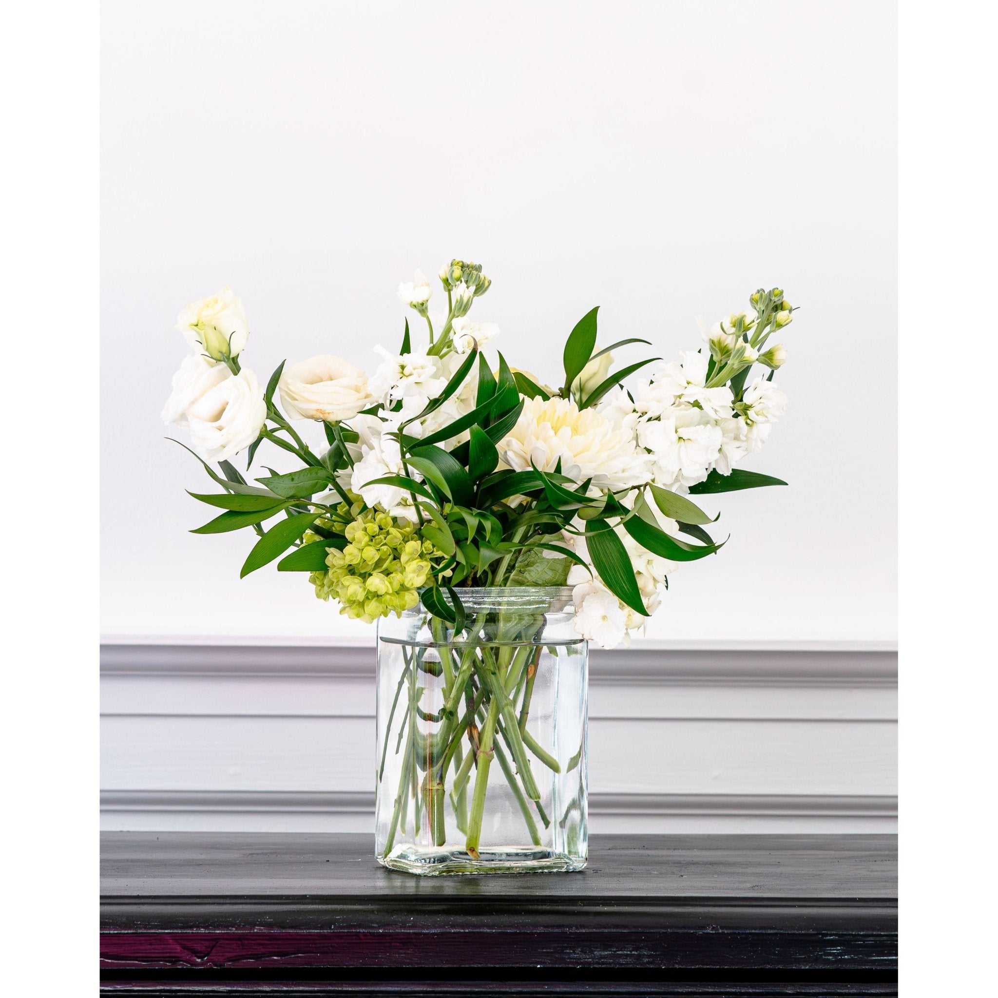 White and Green Floral Arrangement - White Farmhouse Flowers