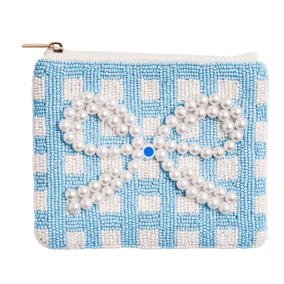 White Bow Beaded Case - White Farmhouse Flowers