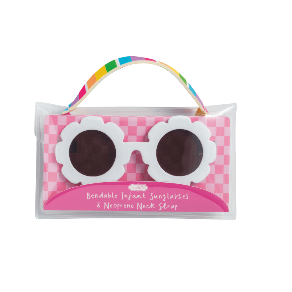 White Flower Bendable Baby Sunglasses - White Farmhouse Flowers