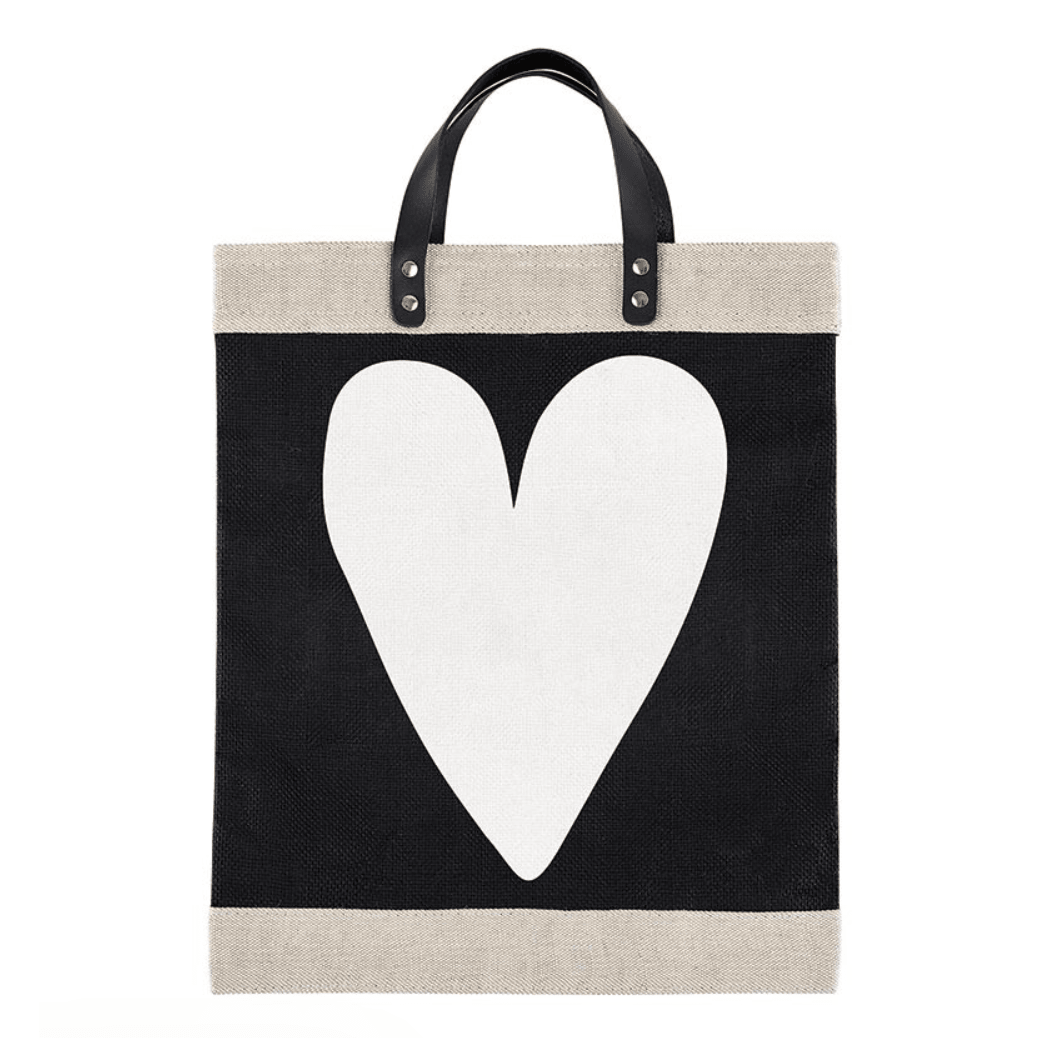 White Heart Market Tote - White Farmhouse Flowers