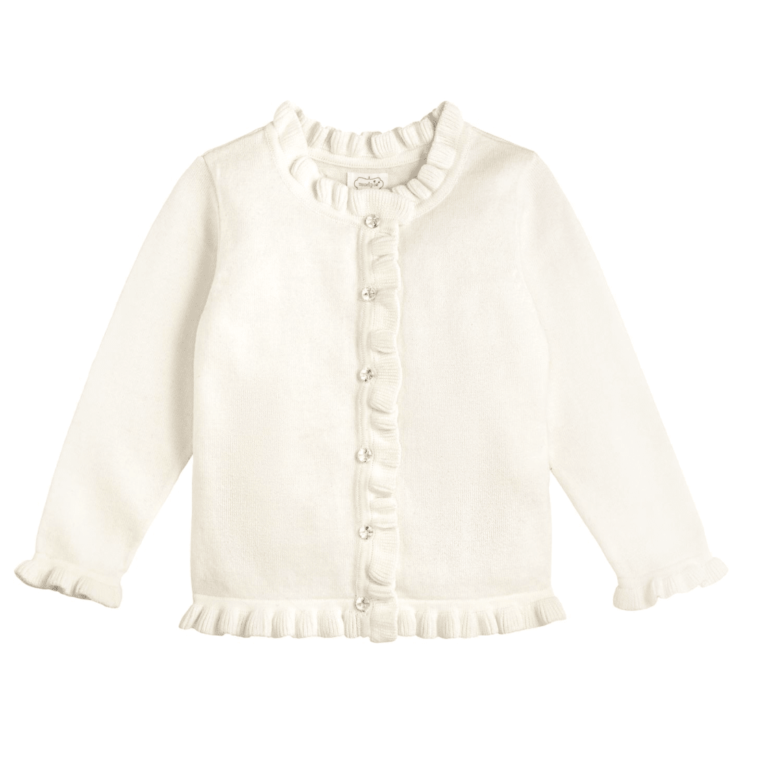 White Ruffle Cardigan - White Farmhouse Flowers