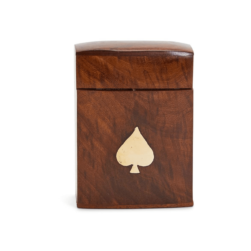 Wood Crafted Playing Card Set in Wooden Box - White Farmhouse Flowers