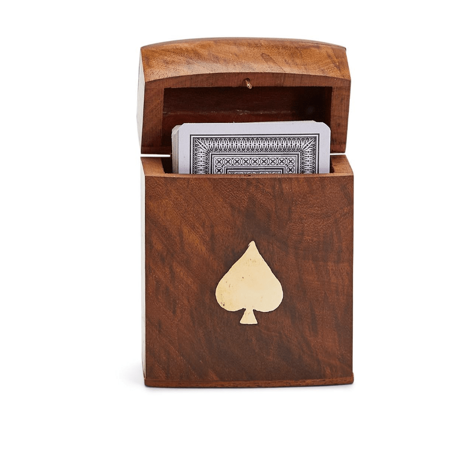 Wood Crafted Playing Card Set in Wooden Box - White Farmhouse Flowers