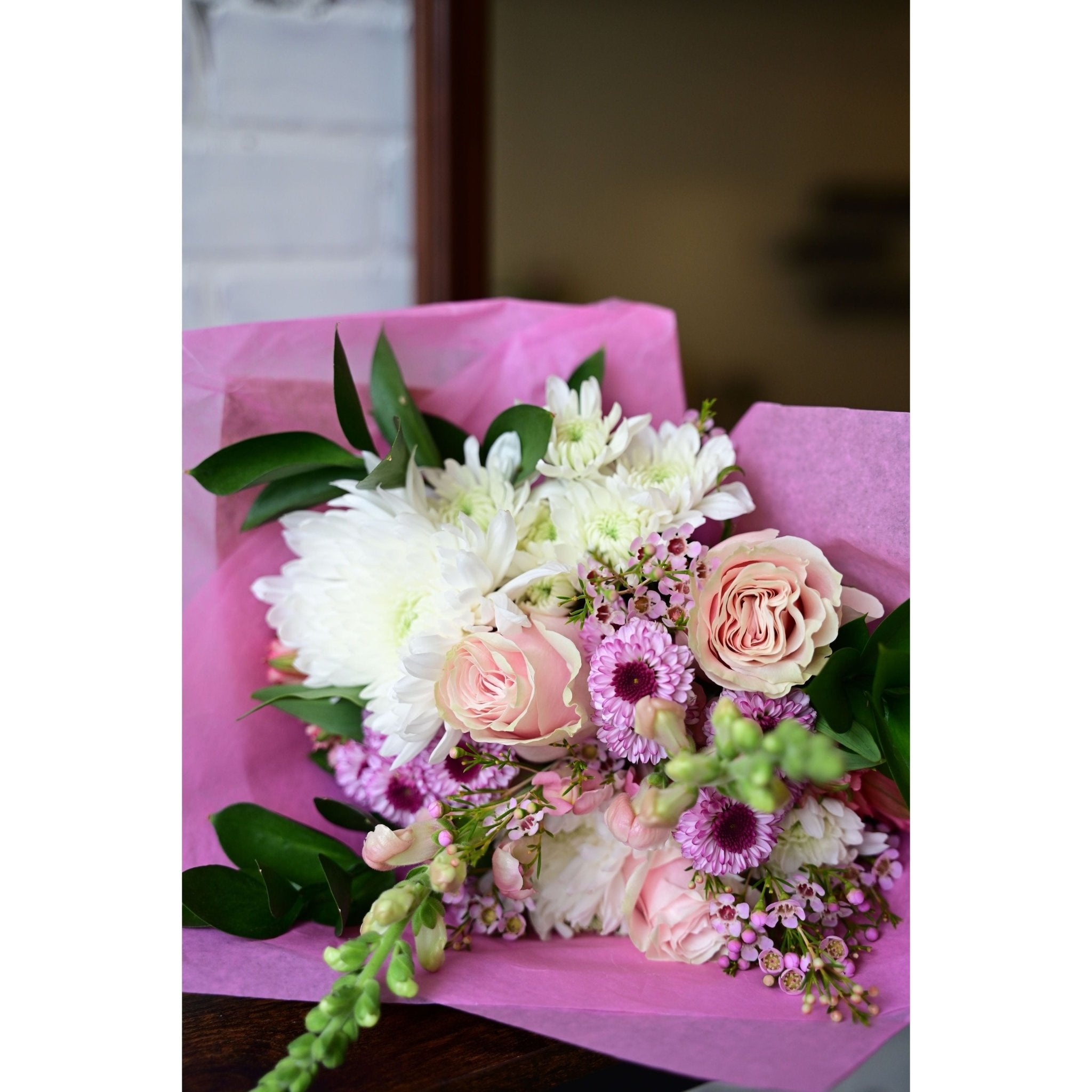 Wrapped Bouquet - Multiple Sizes Available - White Farmhouse Flowers