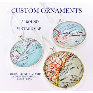 Tanner Glass - Ornament: Vintage Map - you choose the location.
