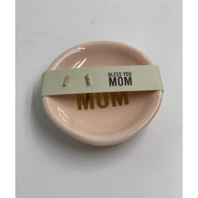 Bless you Mom Dish & Earrings.