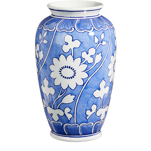 Blue Watercolor Floral Vase.