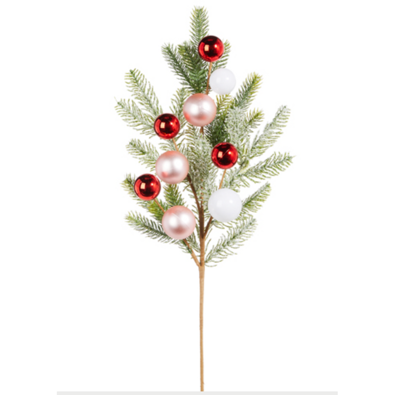 Cedar with Multi Color Ball Ornament Spray