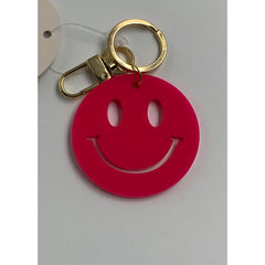 Dark Pink Smiley Face Keychain