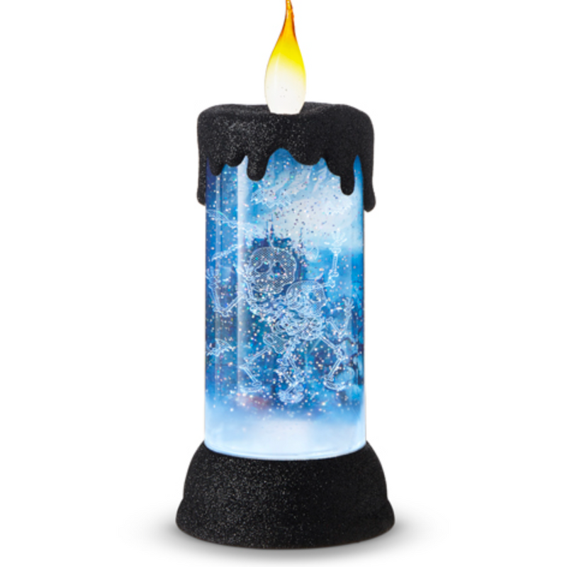 Halloween Skeleton Lighted Swirling Glitter Water Candle