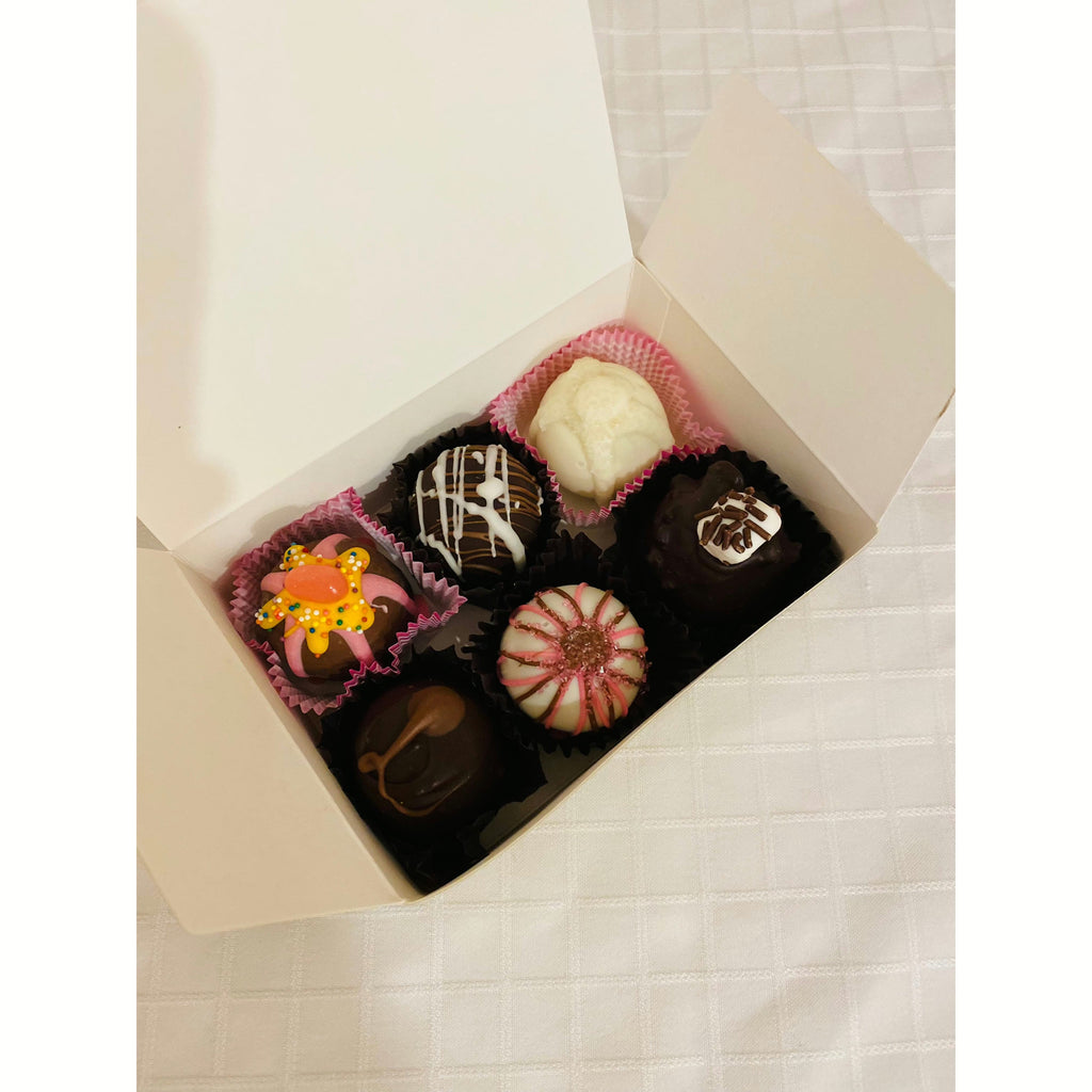 Box of 6 Assorted Handmade Chocolates.