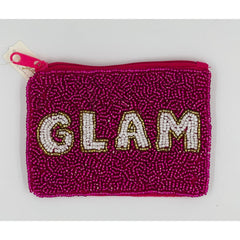 Glam Hot Pink Beaded Coin Purse.