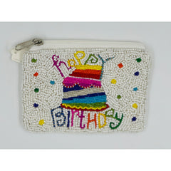 Happy Birthday Beaded Coin Purse.