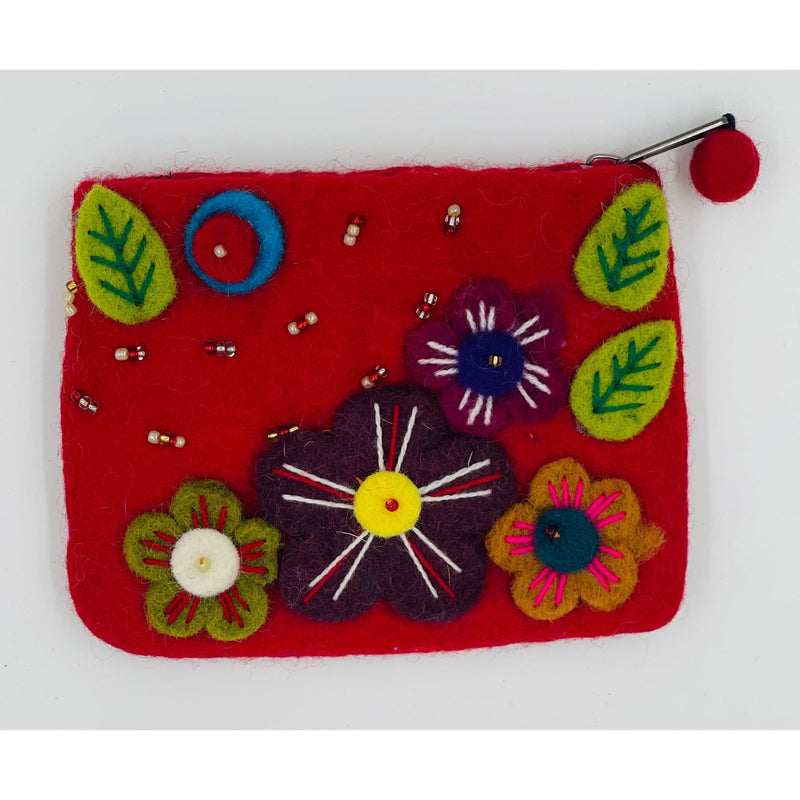 Raised Floral Felt Coin Purse.