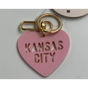 Light Pink Kansas City Heart Keychain