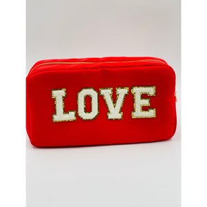 Red LOVE  Nylon Cosmetic Bag.