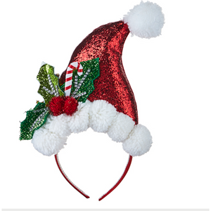 Santa Hat Headband with Holly