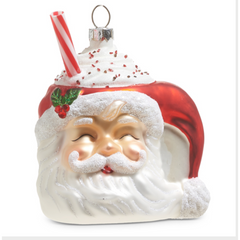 Santa Mug with Whipped Cream Ornament