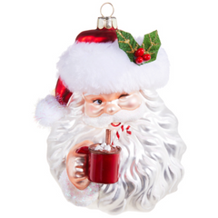 Santa drinking cocoa ornament